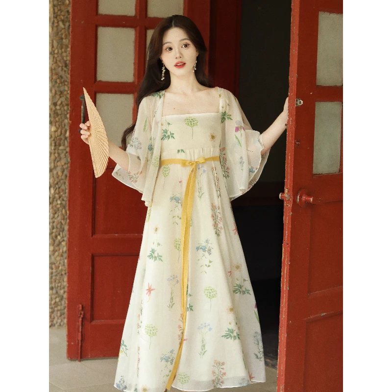 瑶西【白月清风】白色长款连衣裙流行爆款裙子汉服新中式