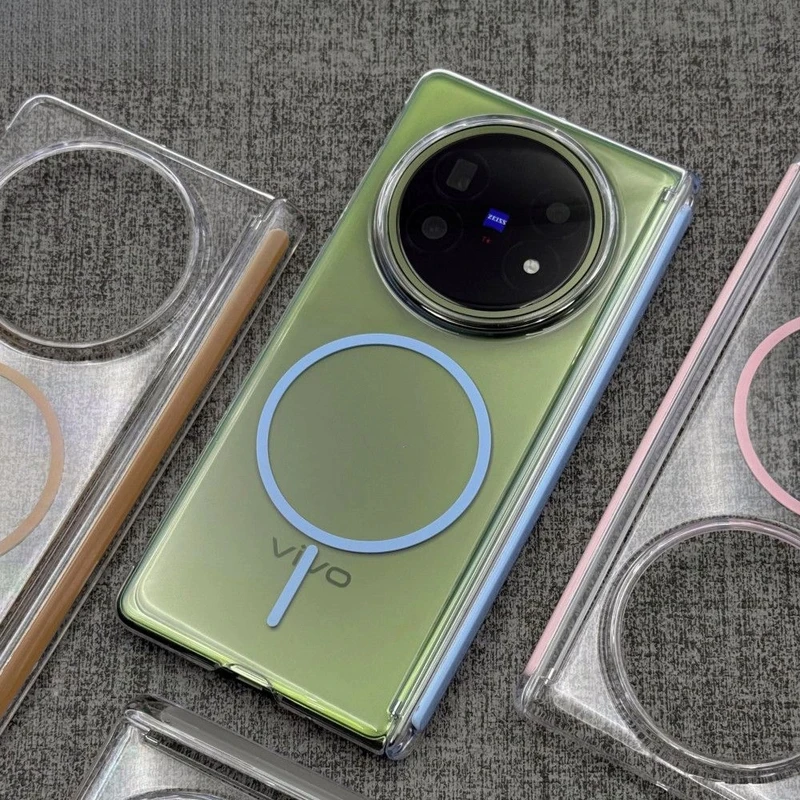 适用vivoXFold5高级感手机壳高透撞色超薄散热磁吸中轴保护PC硬壳