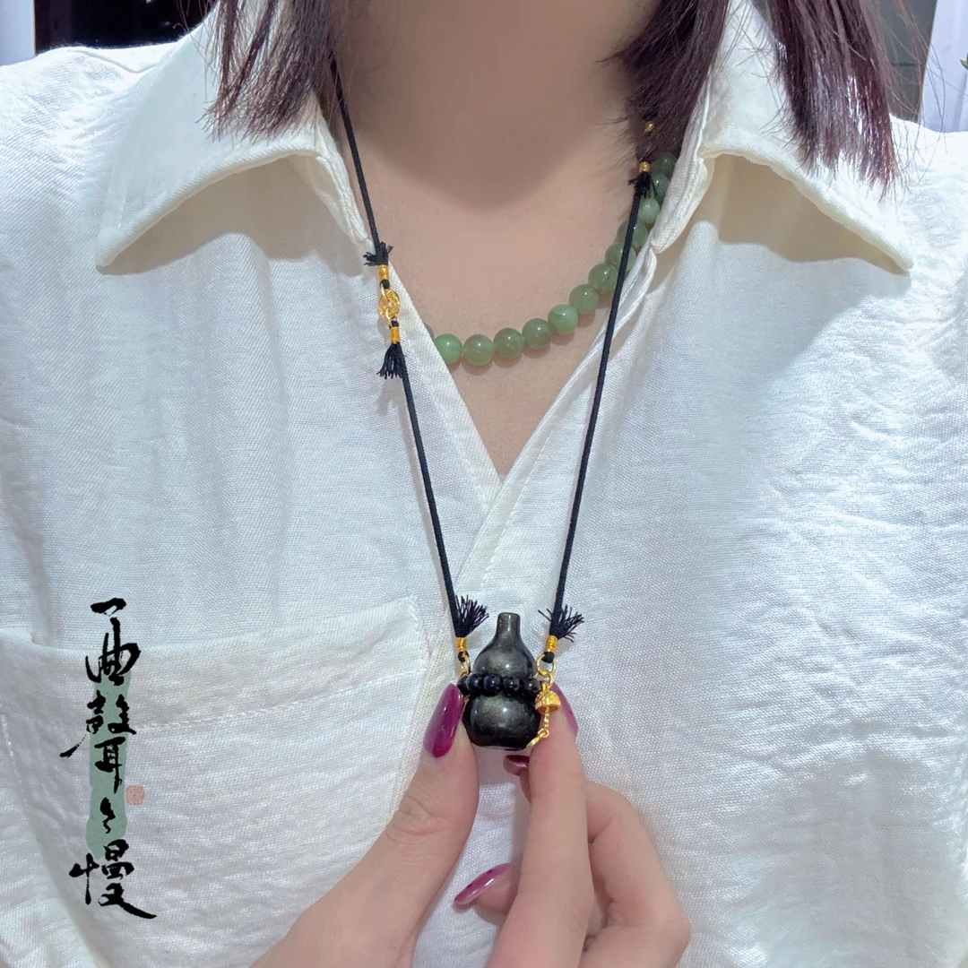 她山她海【葫芦挂脖茶道摆件】原创手工茶宠摆件茶道零配