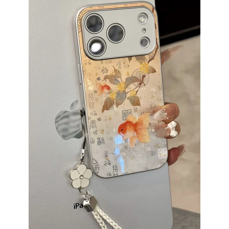 桂花金鱼适用17pro手机16pm金属漆百福防摔小众华为p80荣耀小米女