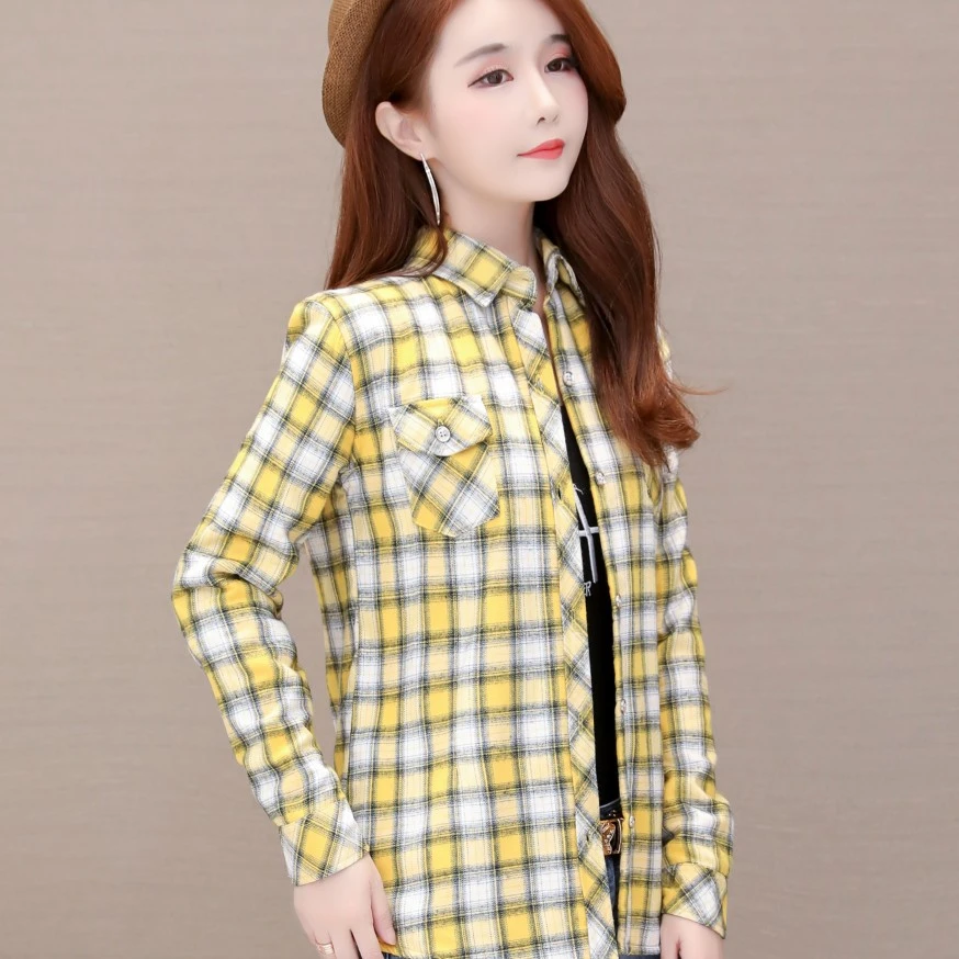 工厂直销 春夏薄款修身格子衬衫涤棉短款格子衬衣防晒瘦款百搭