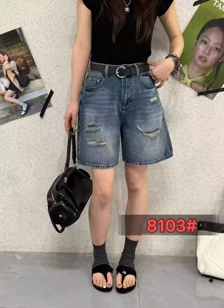 无运险【JIAXUPANG】五分牛仔短裤