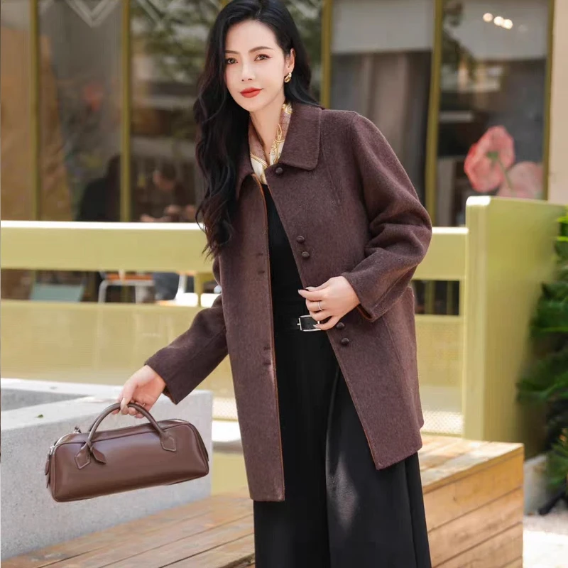 C3723秋冬季气质百搭时尚羊毛大衣外套女