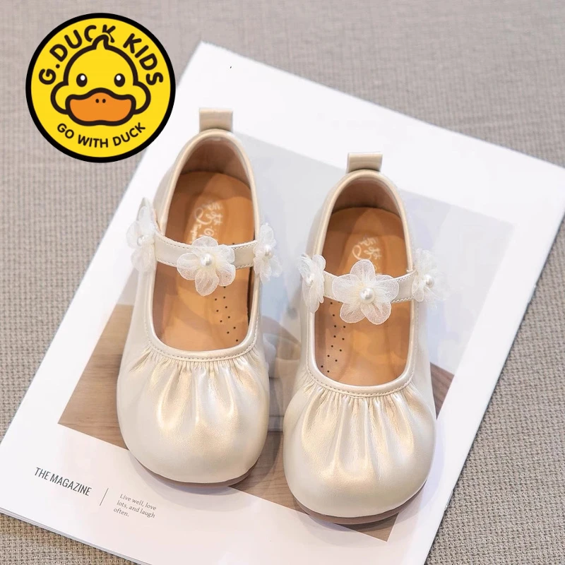 小黄鸭【断码】女童公主鞋2025新款儿童小小女孩皮鞋子软底小香风
