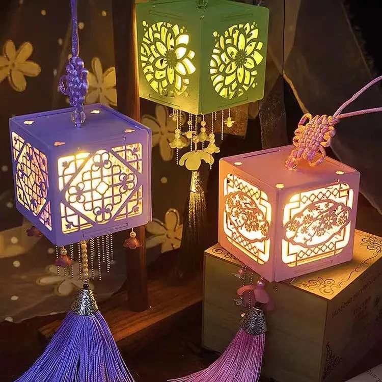 【甜星】中秋节diy手工灯笼小礼品拼装发光小夜灯中国风礼物用品