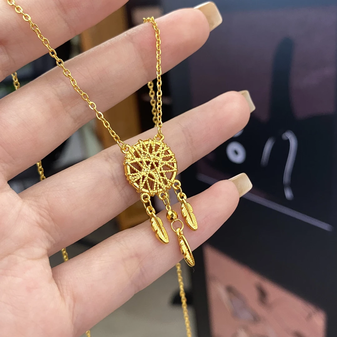 铜合金项链 【捕梦网】小众设计精致金店同款捕梦网流苏项链D36