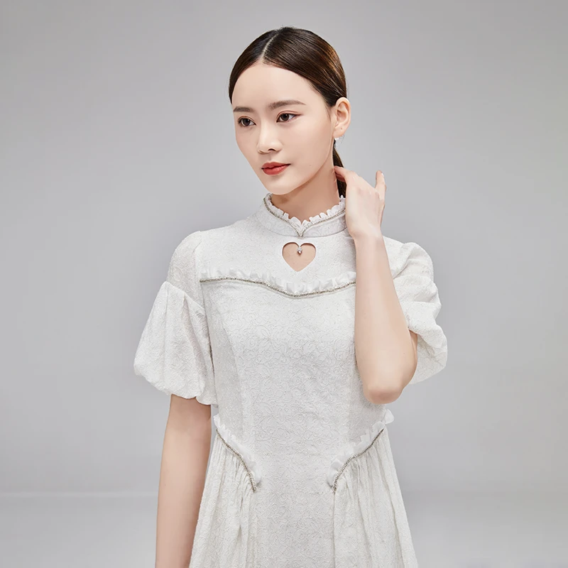 【媛媛女王专享】品玉【夏日舞会】白色改良旗袍女夏季P22TL3073