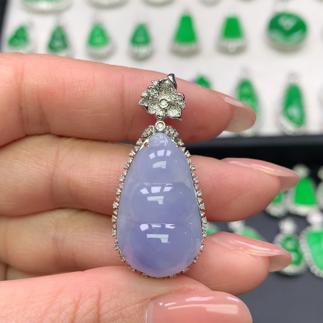 翡翠18K金镶嵌吊坠(不含链)