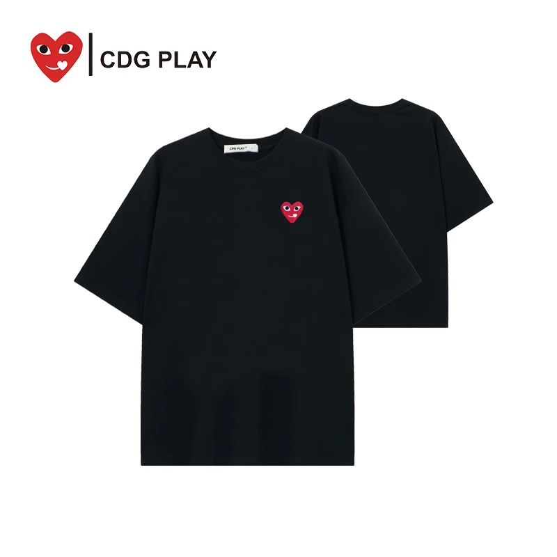 CDG PLAY爱心欧若风设计师短袖女2025春夏圆领宽松情侣纯棉T恤