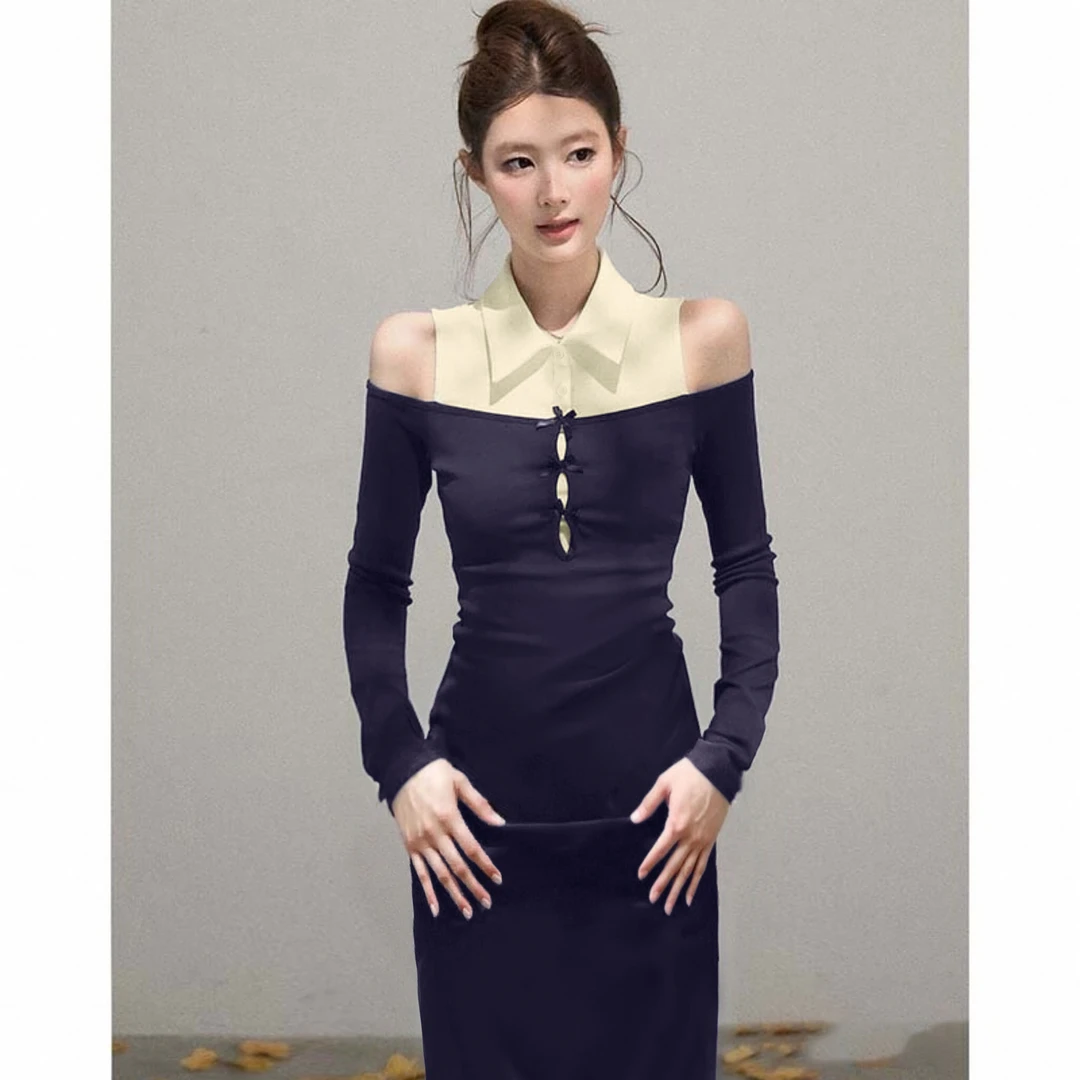 时尚百搭连衣裙女秋冬显瘦连衣裙子D4436