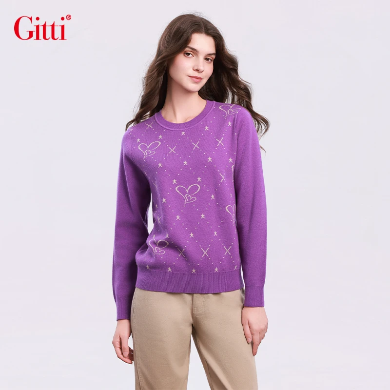 Gitti/吉蒂圆领套头毛衣女时尚百搭保暖针织衫打底衫G255363