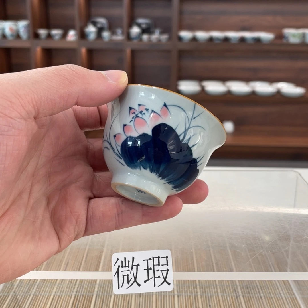 釉下手绘茶具微瑕