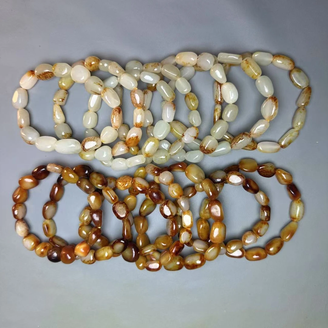 新疆和田玉红皮随形手串多样性发货拍一发一