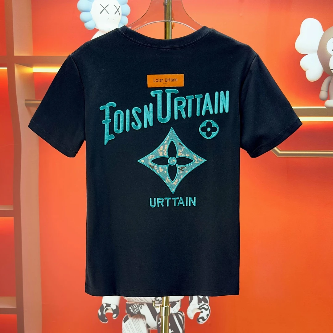 ZJ9162秋季新款男士厚款半袖休闲修身圆领短袖加厚款彩色刺绣t恤