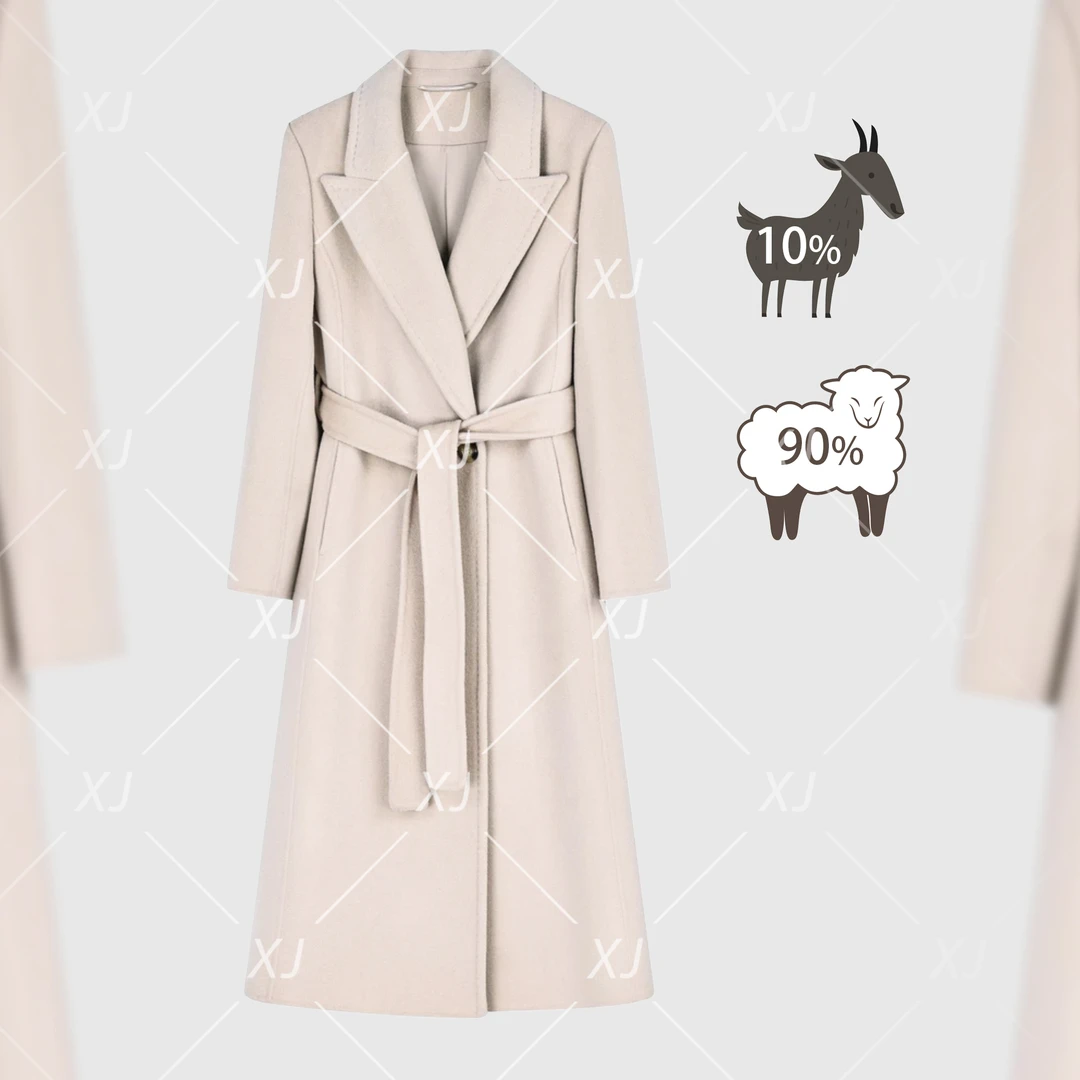 2025【晚宴】显高时尚气质赫本风戗驳领正肩款修身大衣 21061