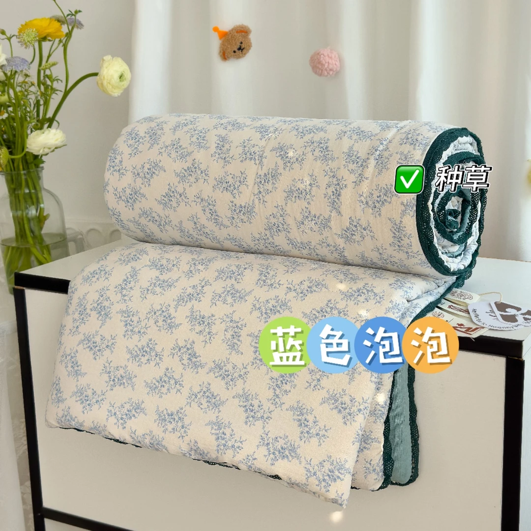 蓝色泡泡云感双层纱夏被空调被2025新款可机洗夏凉被夏季单人被子