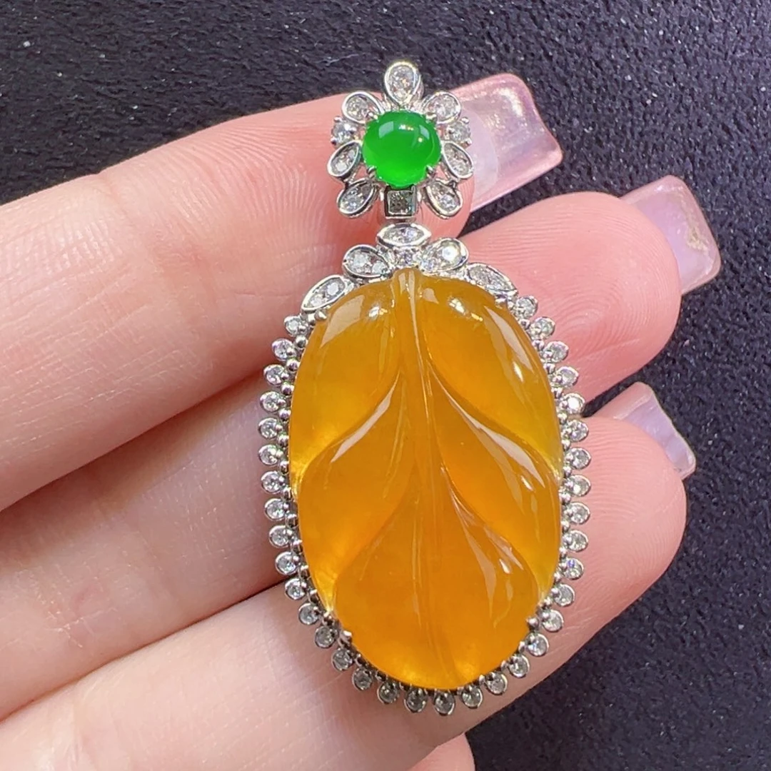 翡翠18K金镶嵌吊坠(不含链)吊坠