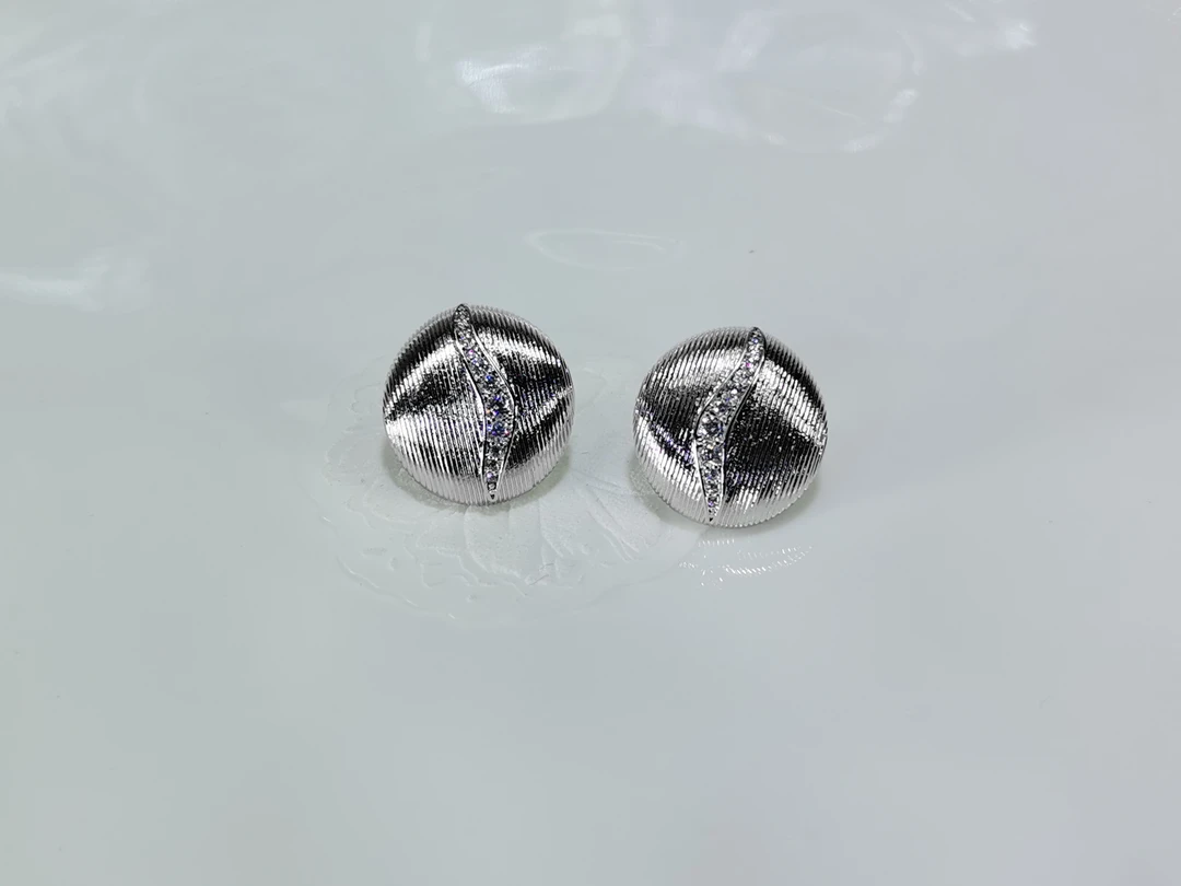 铜合金合成锆石耳饰 拉丝锆石耳饰