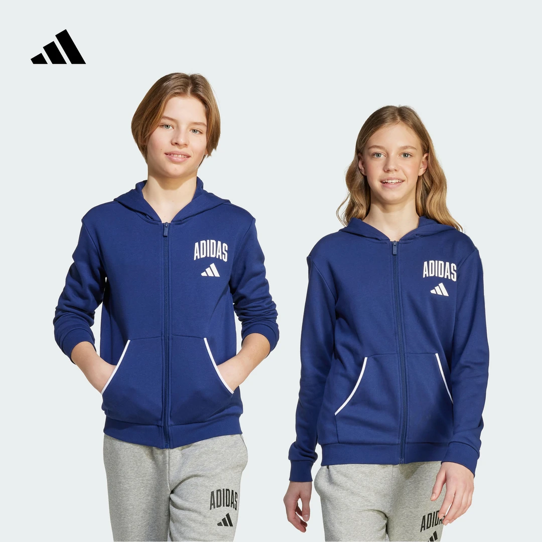 adidas阿迪达斯官方儿童装大童秋季新款运动连帽夹克外套 JW2390
