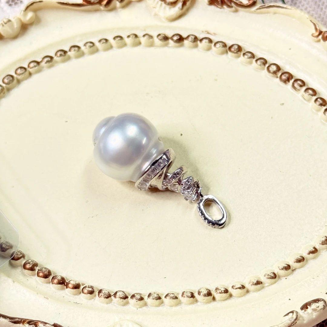 吊坠925银 【六六中古】孤品优雅珍珠吊坠ew3081带链珠子12.4