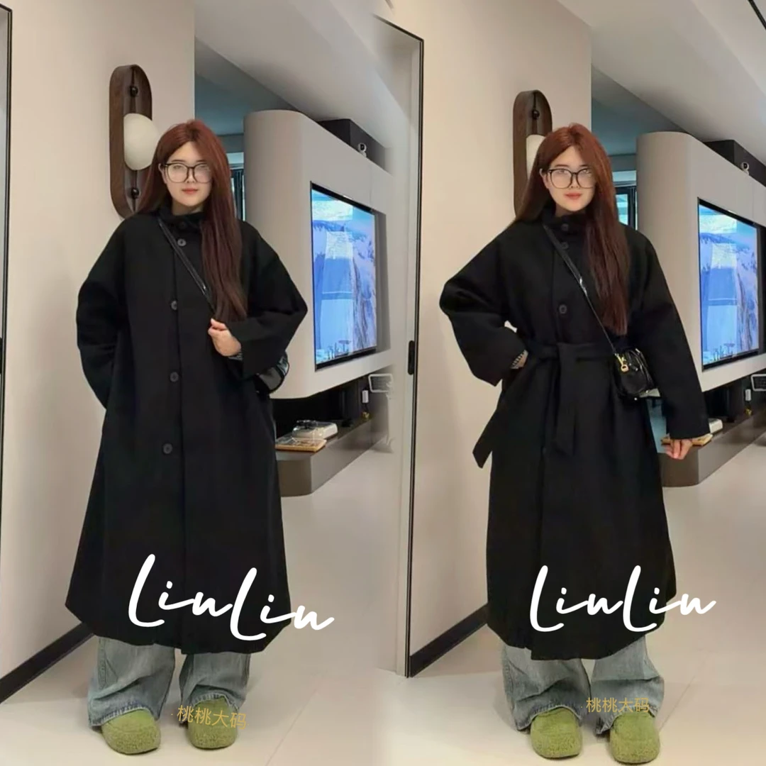 2025秋冬新款韩系女主风高级感大码气质收腰显瘦长款风衣