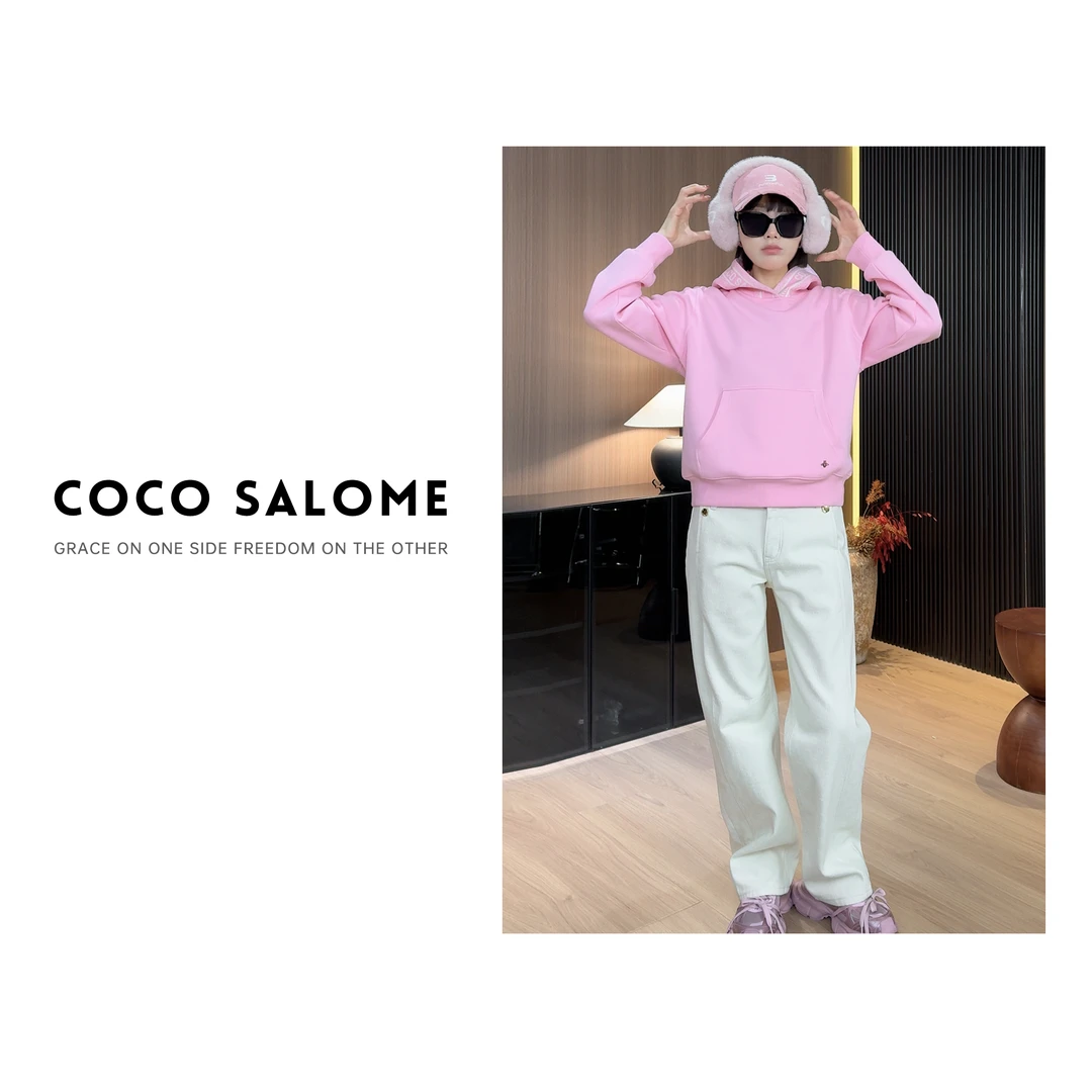COCO SALOME⒁【粉色海洋】秋冬360g简约百搭休闲卫衣897Z