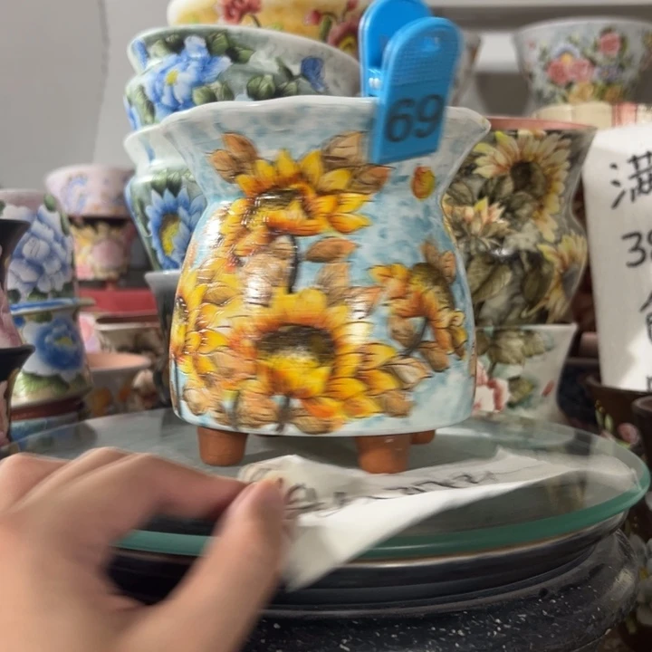 景德镇手绘花盆满38包邮偏远地区除外