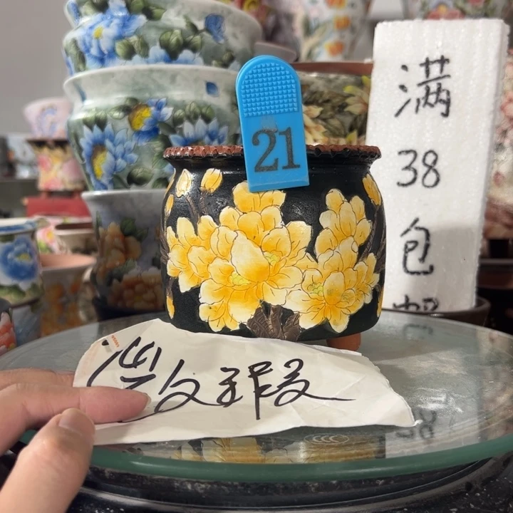 景德镇手绘花盆满38包邮偏远地区除外