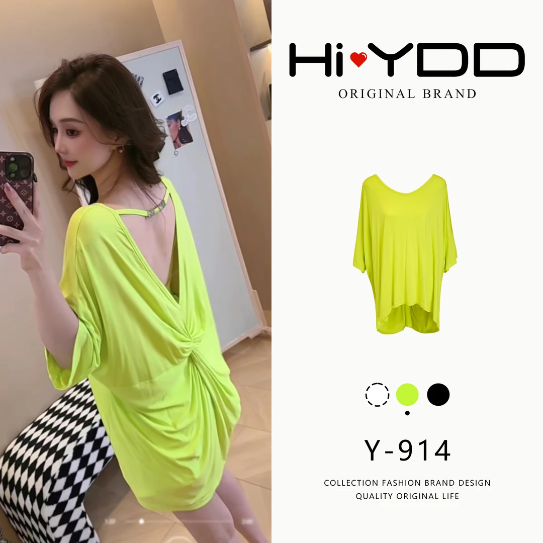 YDD•「Y-914」夏季新款辣妹露背高端百搭半袖T恤女长袖罩衫AZ-9061