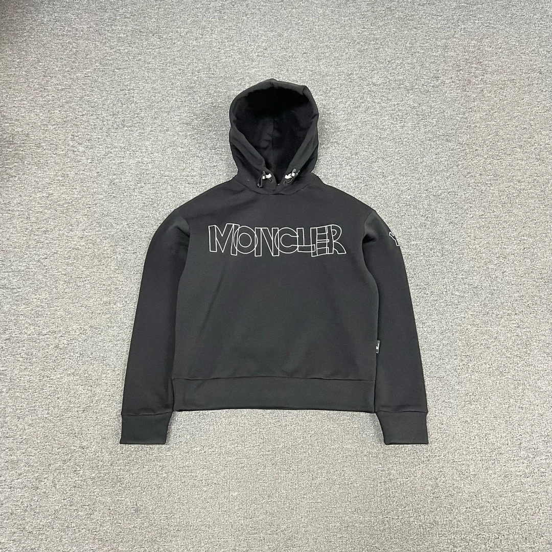 99新 MONCLER Moncler蒙口 裂纹字母袖标logo太空棉帽衫