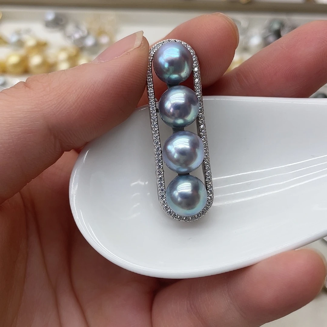 海水珍珠银S925镶嵌吊坠(不含链)