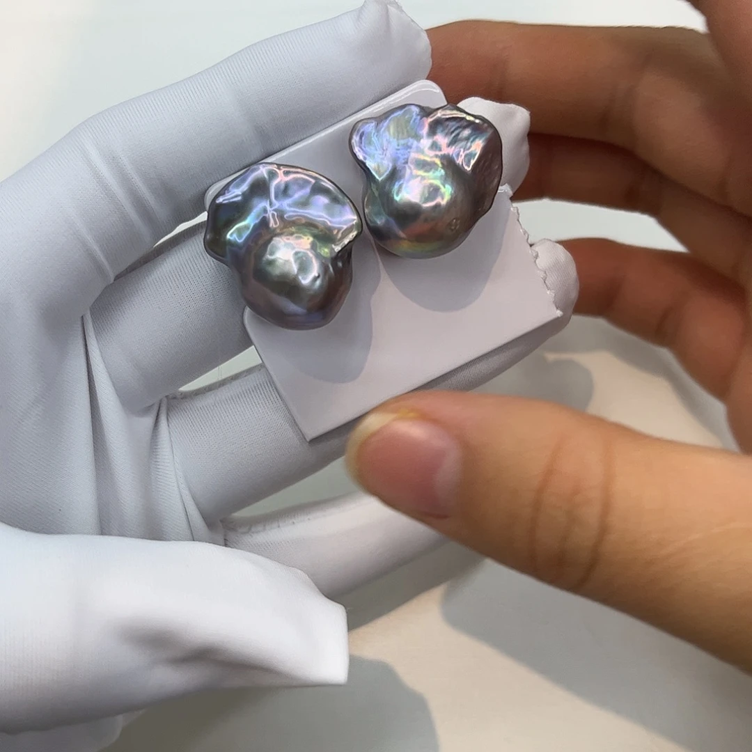 淡水珍珠耳饰银S925镶嵌