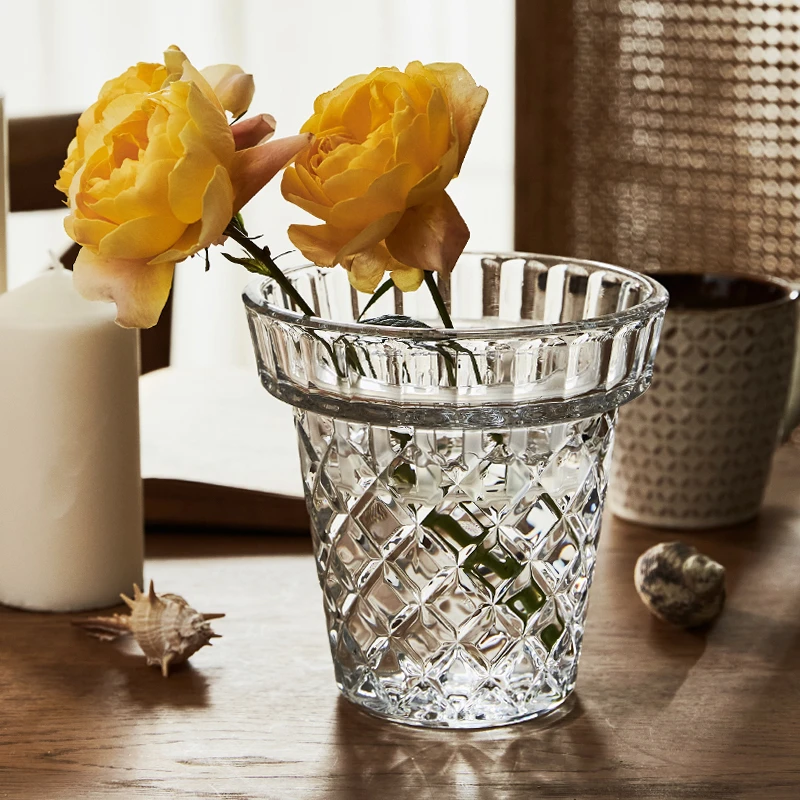 蝴蝶兰郁金香水培玻璃花瓶简约北欧大口径高级感网红餐桌摆件客厅