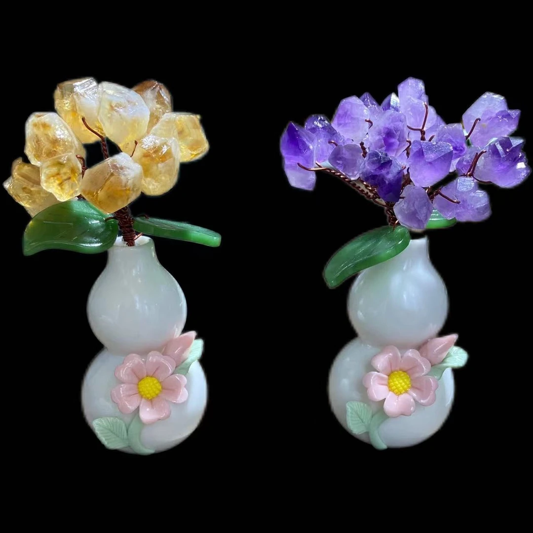 【卓越轻奢原创】小葫芦福禄紫水晶招财百搭葫芦福禄陶瓷摆件纯手工