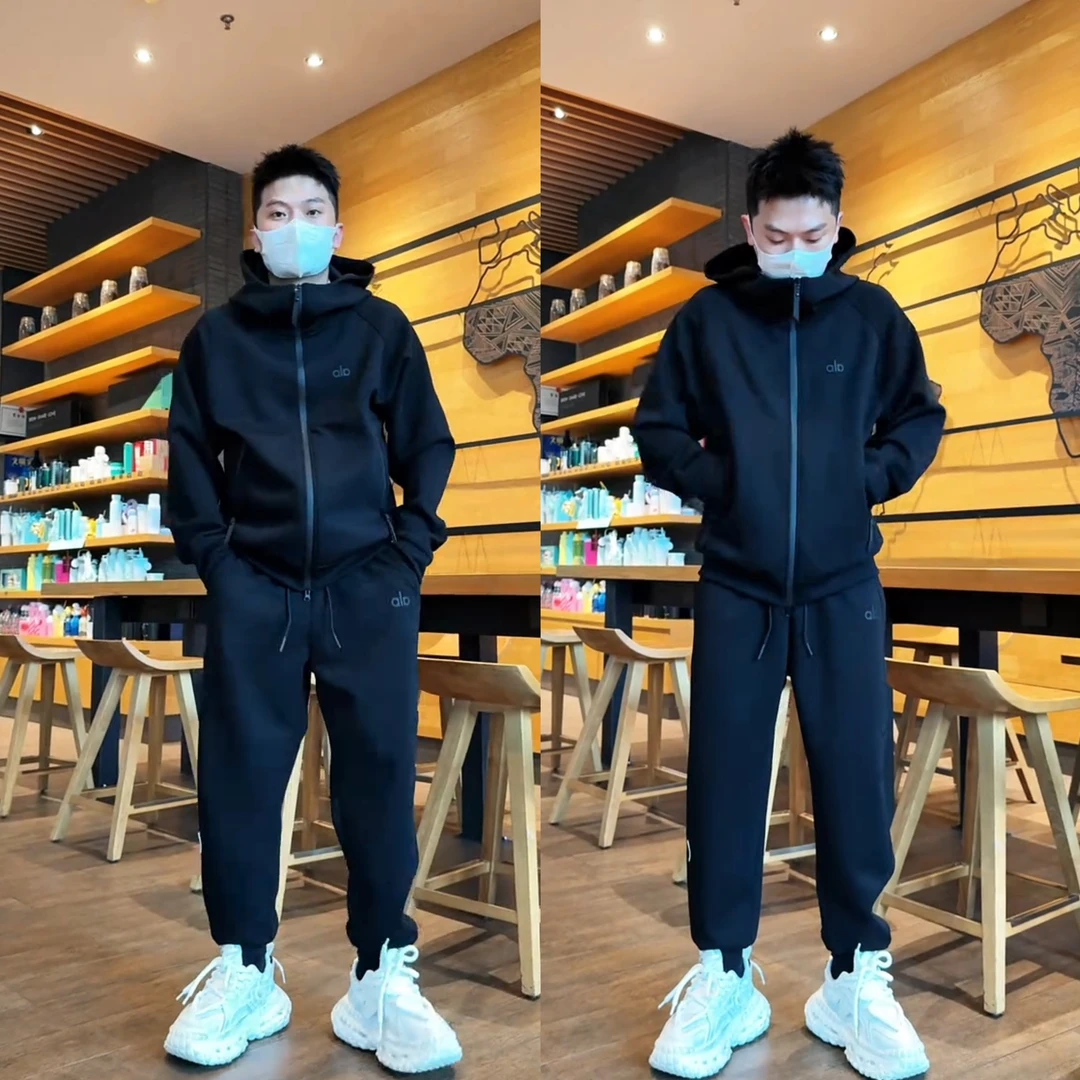 2025秋季新款潮牌空气棉休闲运动套装男高级感连帽外套卫裤两件套