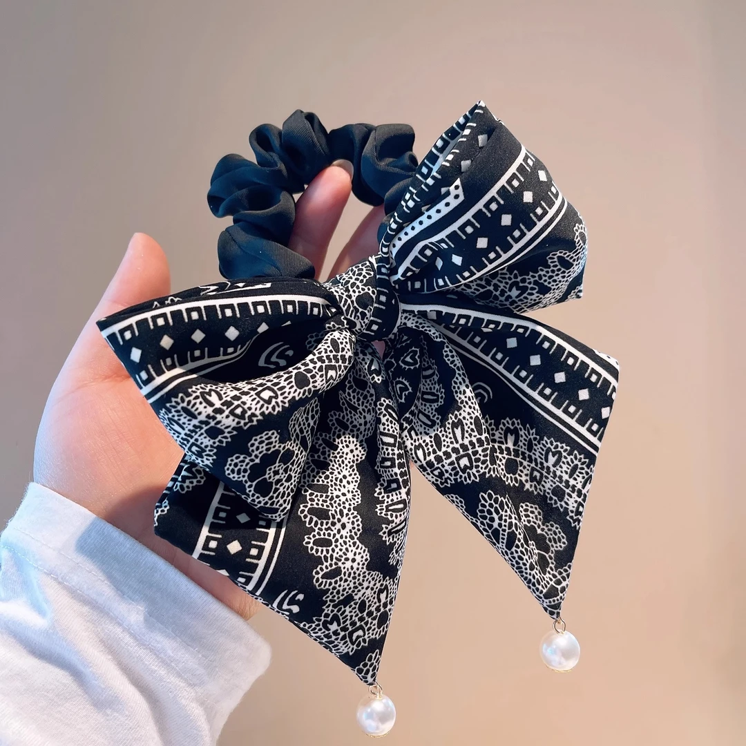 大蝴蝶结发圈女扎头绳头饰发饰发带头花高级感扎马尾发绳皮套头饰