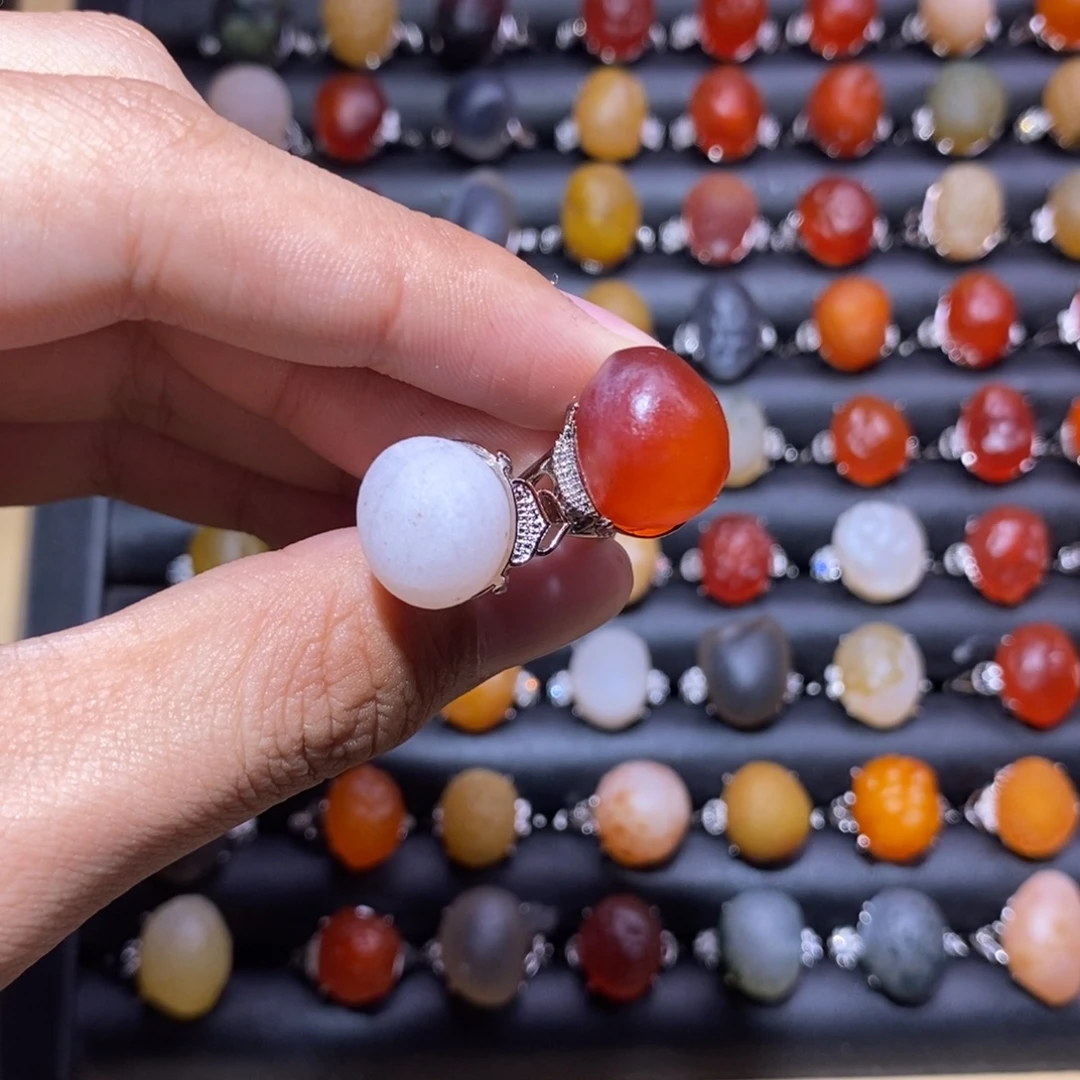 听***心玛瑙/玉髓合金戒指