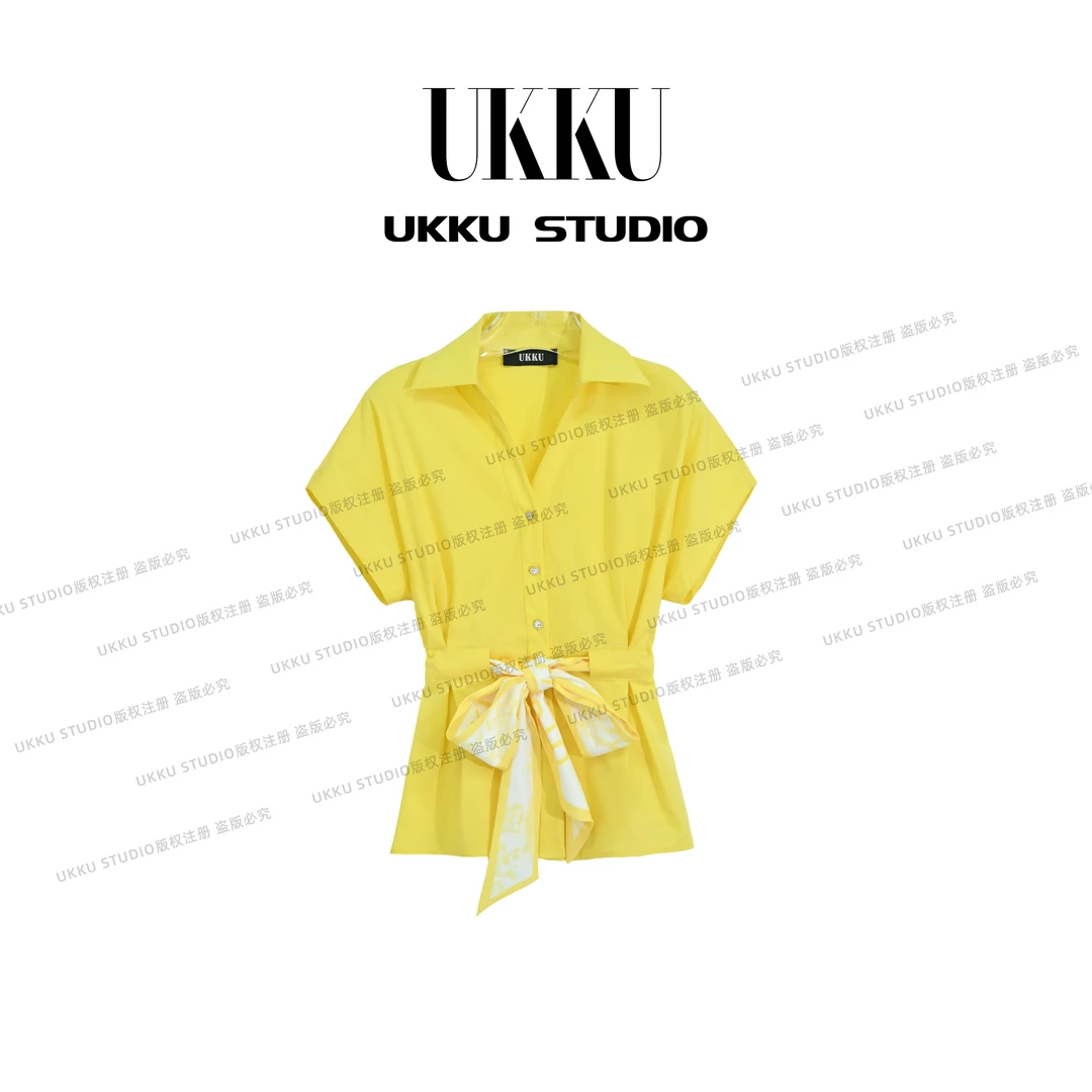 沐【UKKUSTUDIO】百搭女装时尚休闲设计师夏季上衣514280