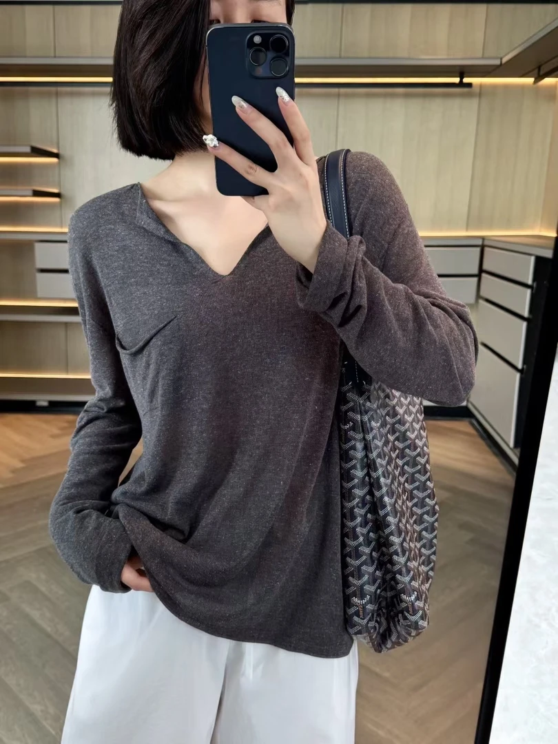 "纸片人"卷边进口16针高密针织罩衫长袖