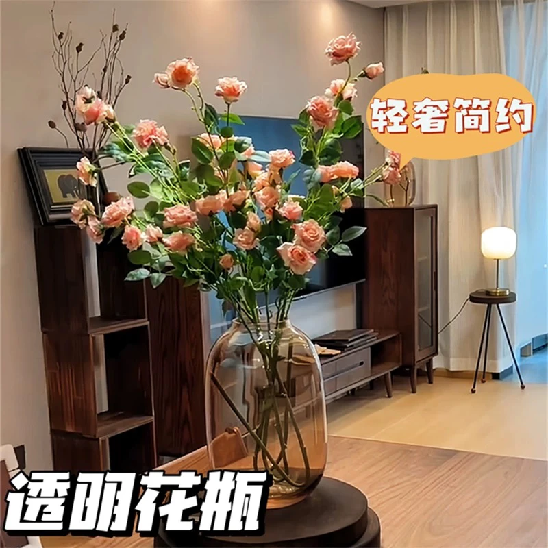 【玻璃花瓶】咖啡色 透明 大气 高端 桌面百搭 做工精细