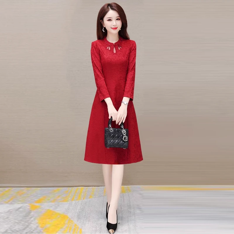 小个子喜婆婆婚宴装订婚旗袍春秋2025新款高贵喜妈妈高端结婚礼服