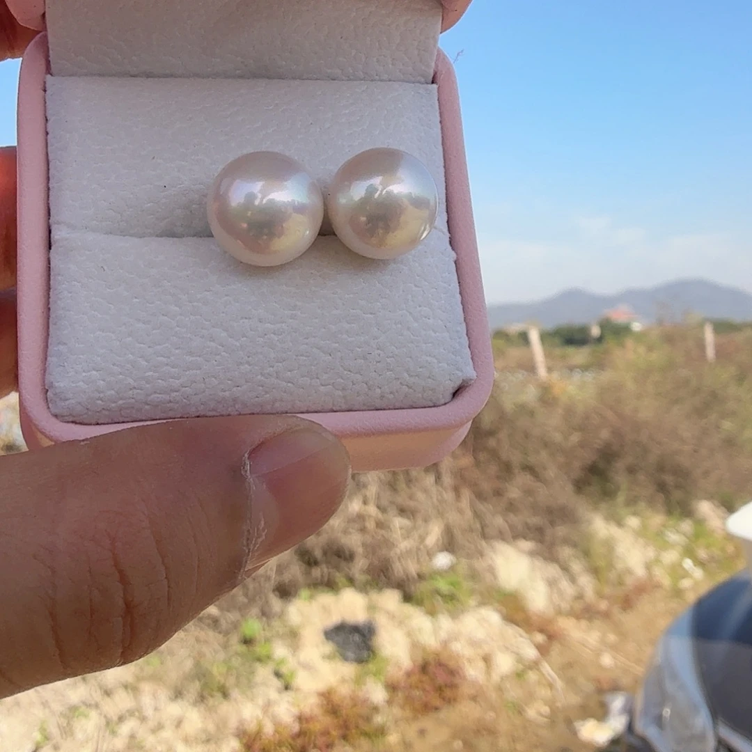 淡水珍珠银S925镶嵌耳饰