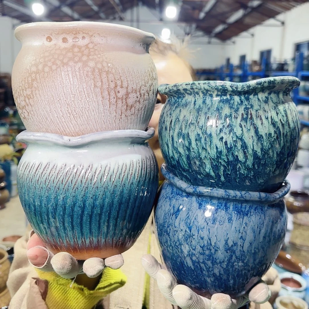 紫砂花盆高14口14