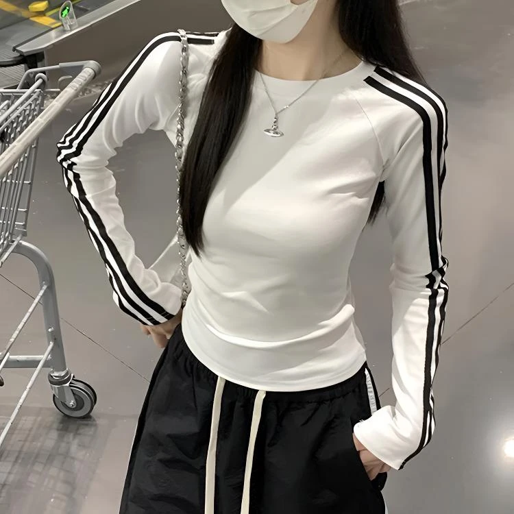 好看不单调~长袖t恤女早秋2025新款修身紧身内搭打底衫小个子上衣