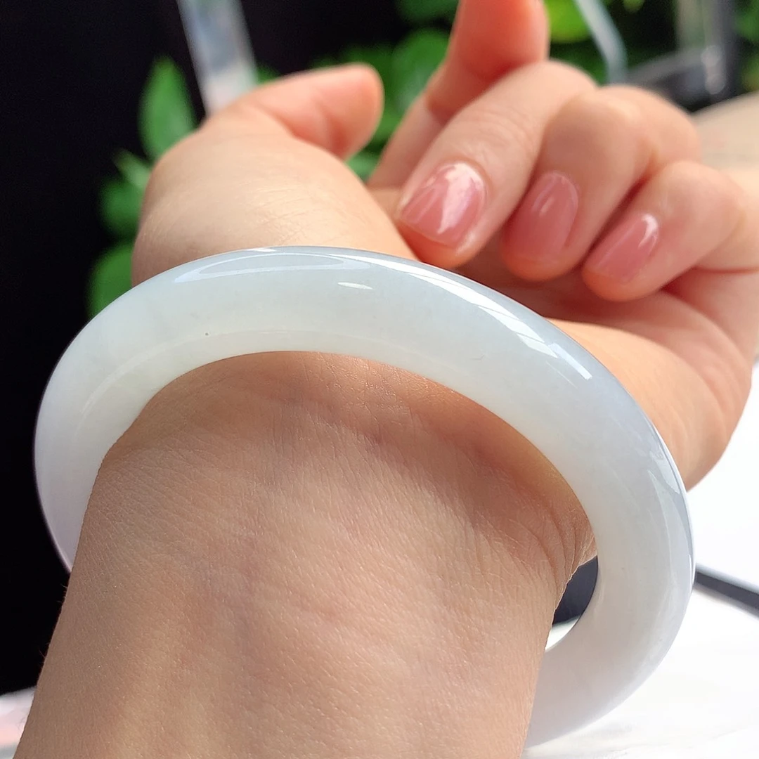 未镶嵌手镯翡翠53-54圈口完美0毛孔粉紫11号