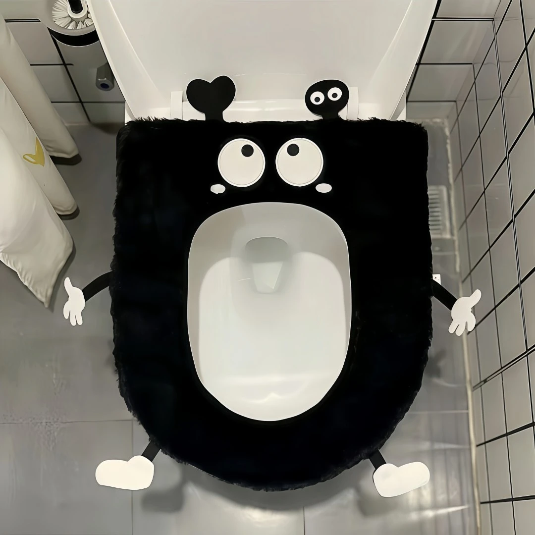 可爱卡通煤球马桶坐垫四季通用坐便贴坐便器垫家用粘贴式马桶座圈