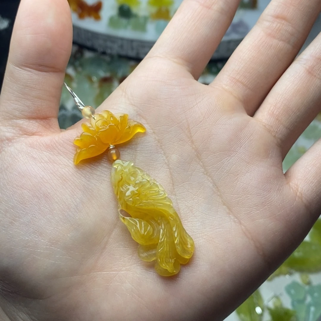 鸿***艾蛇纹石玉合金耳饰/颈饰