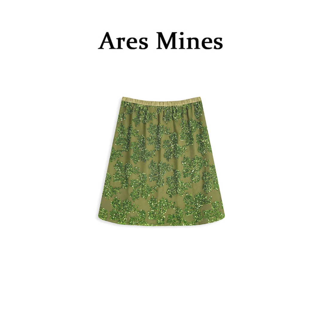 【盛朗熙Ares Mines】琉璃幻境 法式重工亮片设计A字高腰5分短裙
