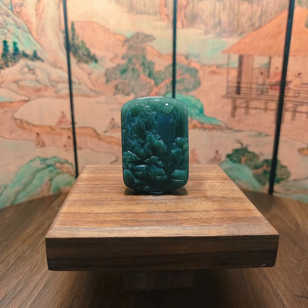 C和田玉山水吊坠0347