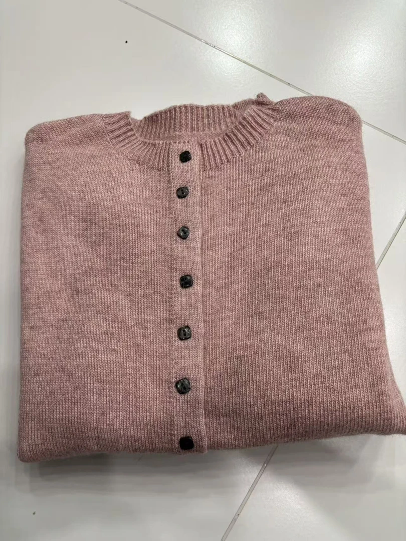 110圆领纯色单排扣毛针织衫秋冬上衣